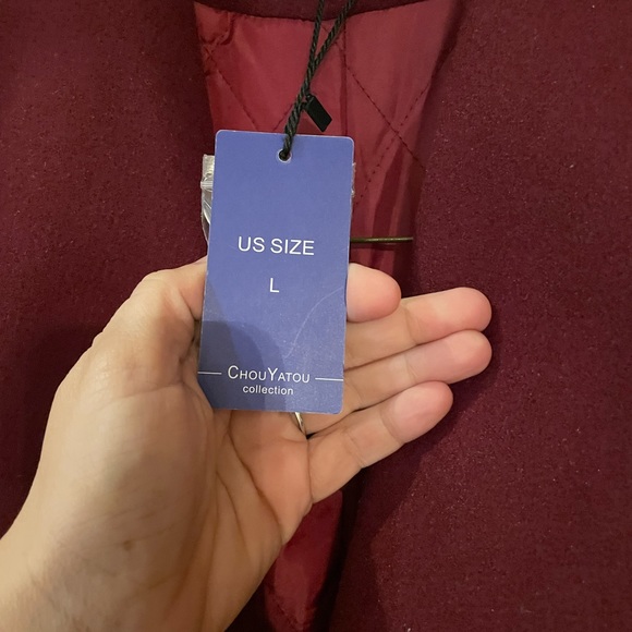 ChouYATOU wool coat sz L Chou Yatou Maroon color ASO Meghan Markle - Picture 2 of 6